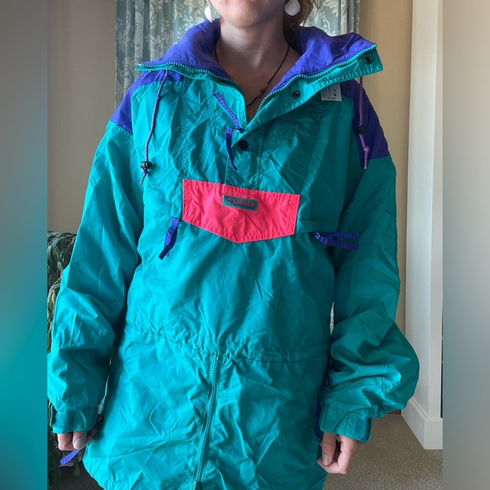 Vintage retro neon Columbia nylon outdoors jacket